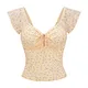 Custom Womens Bespoke Printted Cotton Knit Shirts Sexy Crop Top Knitwear Factory